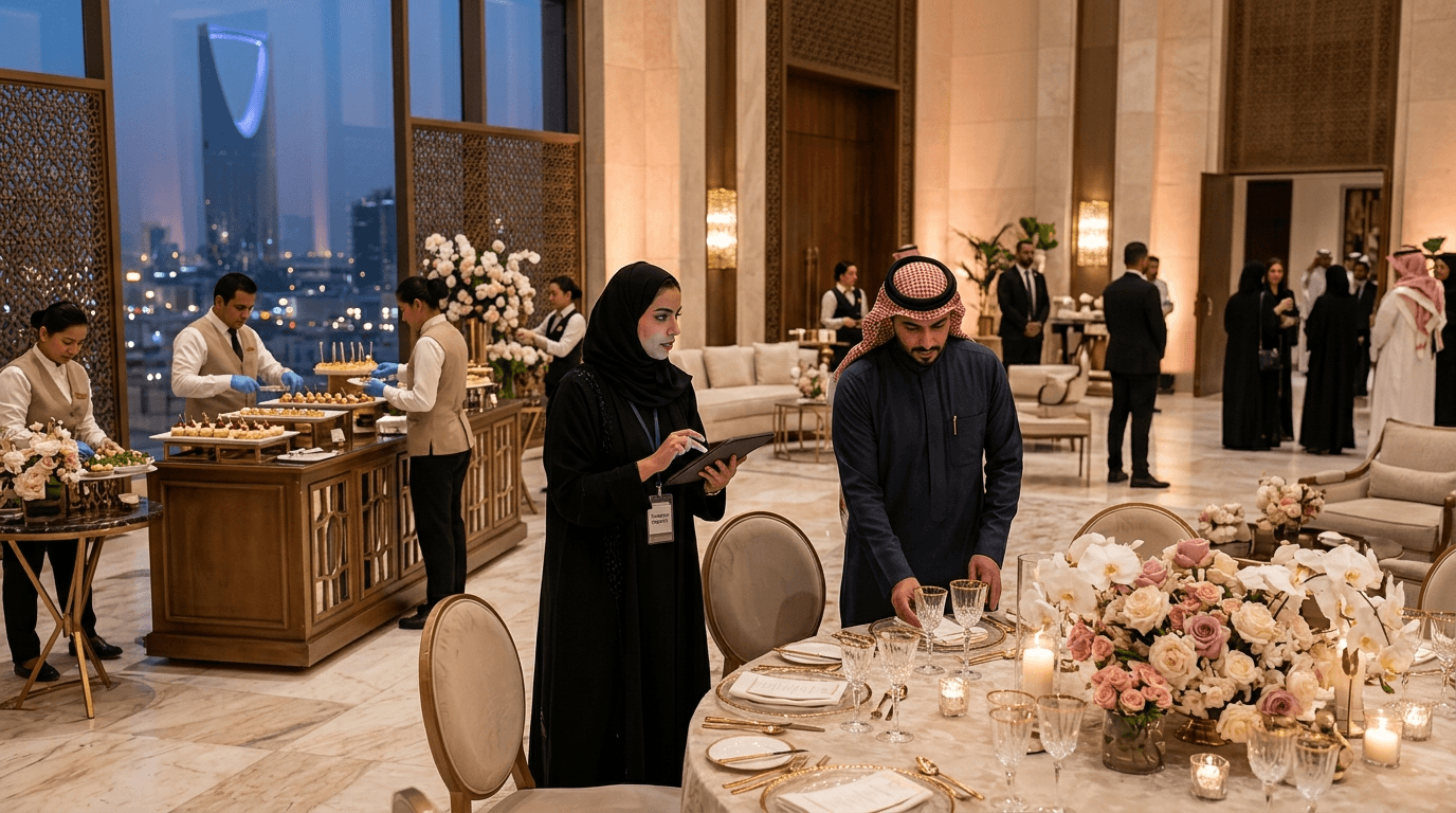Corporate event hospitality prepared for a premium Riyadh gathering